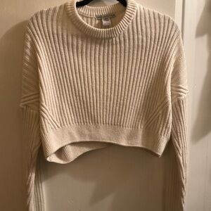 Urban Outfitters Crop Crewneck Cream / Off white Sweater